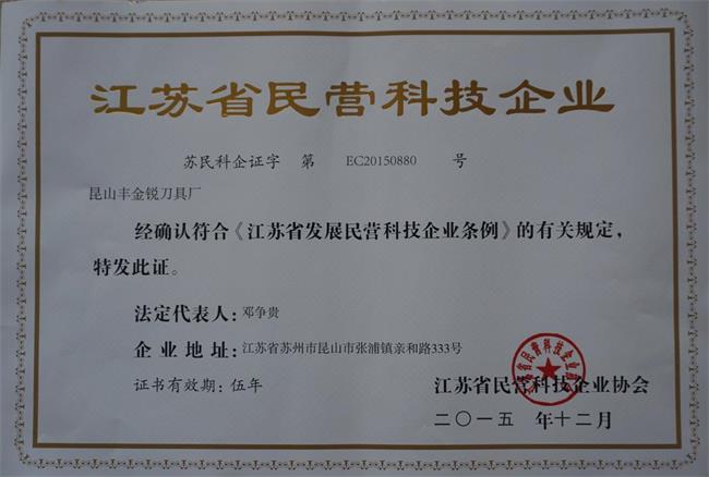豐金銳榮譽(yù)資質(zhì)-江蘇省民營(yíng)科技企業(yè)